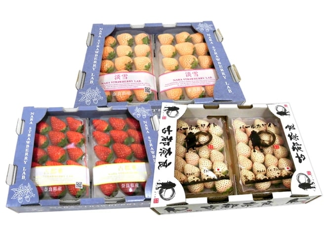 奈良県産 =いちご三色 3箱セット= 2pc x3箱 古都華/淡雪/パールホワイト 予約 1月以降