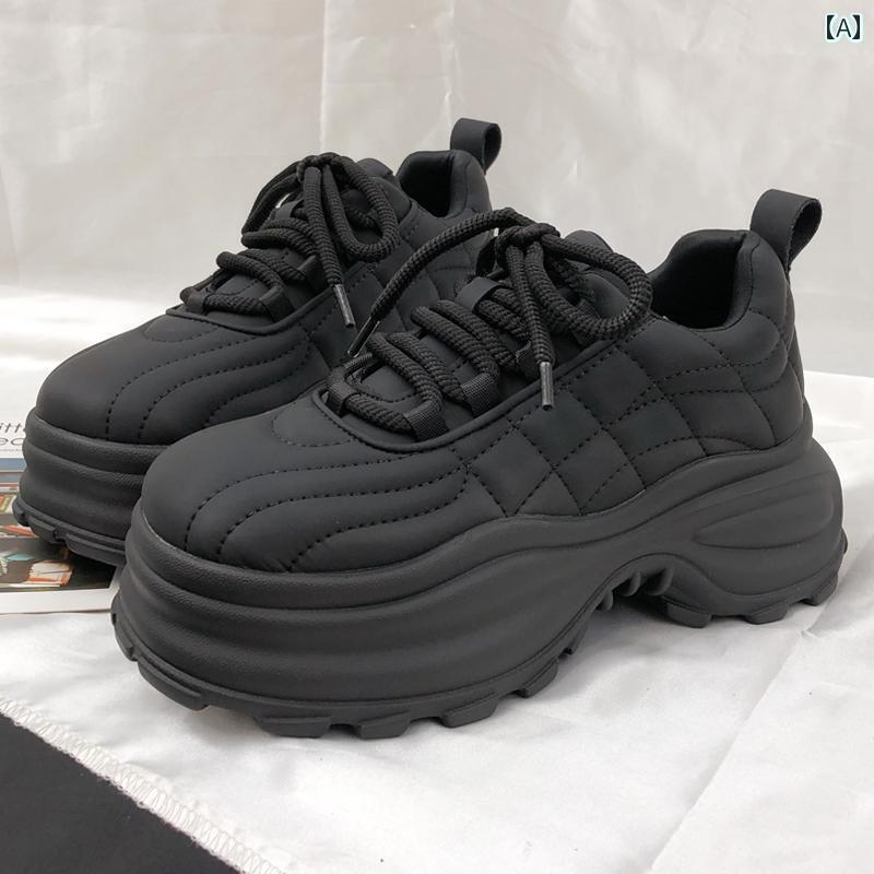 ダッドスニーカー レディース シューズ ボリュームソール アメリカ ストリート 秋冬 厚底 スポーツ ブラック グレー ホワイト