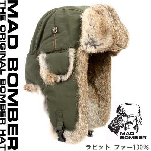 305OLV MAD BOMBER hat ロシア帽子 マッドボンバーハット ラビットファー100％ 帽子 スキー帽子 アメリカブランド 防寒用 ボンバーハット パイロットキャップ 毛皮 冬帽子 キ