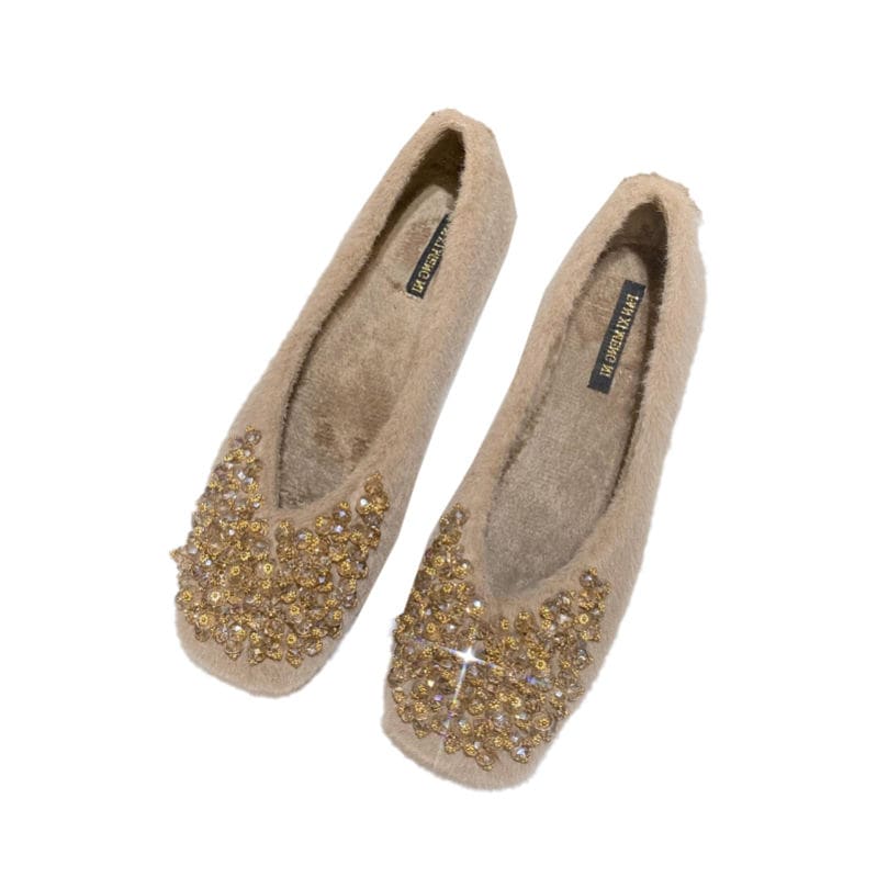 1000円OFFクーポン パンプス 痛くない ビジュー キラキラ オフィス ローヒール ぺたんこ ラインストーン バレエシューズ フラットパンプス スクエアトゥ 走れる ぺたんこ 大きいサイズ フラッ