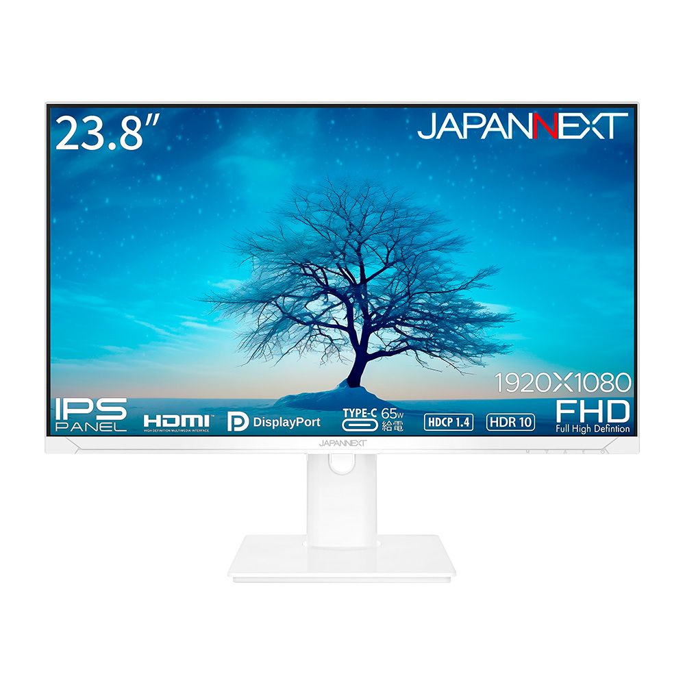 JAPANNEXT（ジャパンネクスト） 23.8型 昇降式スタンド 液晶ディスプレイ(フルHD/IPS/非光沢/5ms(GtoG)/75Hz/DisplayPort/HDMI/USB-C(65W給電)