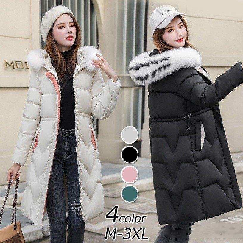 コートダウンコートレディース中綿コートダウンジャケットロング丈コート秋冬カジュアル細身軽い暖かい大きいサイズアウター着痩せ4色