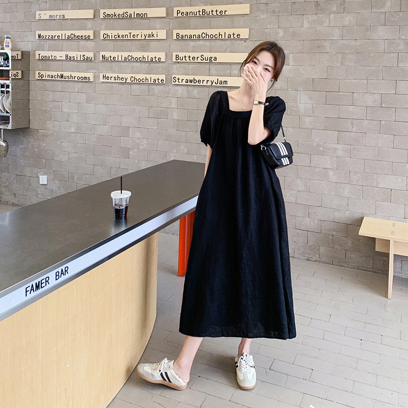 ワンピース ミディアム丈ワンピース 半袖 スクエアネック ミディアム丈ポケット かわいい 大人可愛い きれいめ シンプル カジュアル 上品 おしゃれ かっこいい 大人女子 こなれ感 レトロ ラフ