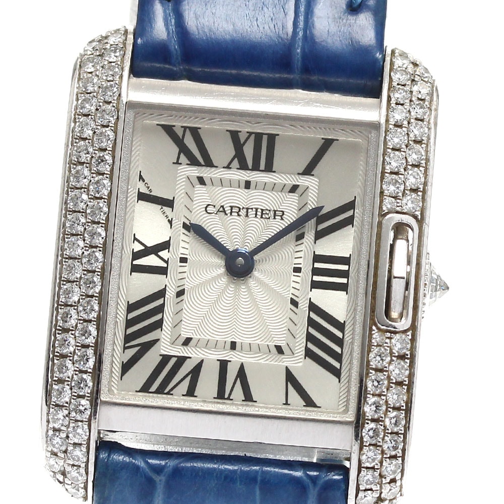 カルティエ CARTIER WT100015 タンク アングレーズ SM K18WG サイドダイヤベゼル クォーツ レディース 保証書付き_814129【中古】