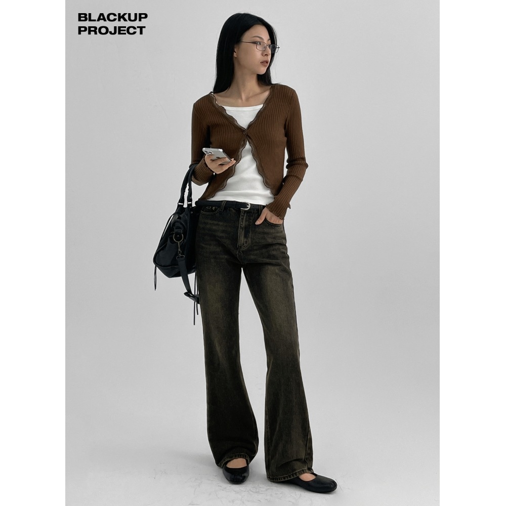 BLACK UP [秋新品] [MADE] モックナンスパンブーツカットデニムパンツ