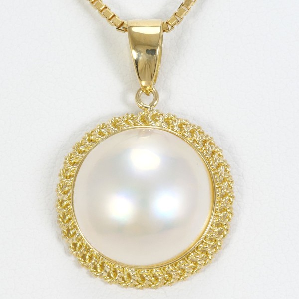 K18 18金 YG イエローゴールド ネックレス マベパール(真珠) ジュエリー 中古