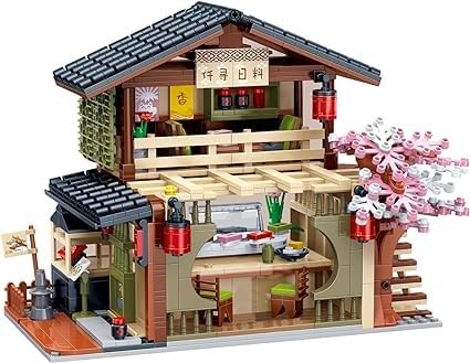 日本のストリートビューフードレストラン組み立てセット桜の家おもちゃレゴMOCクリエイティブモデルセットと互換性あり612歳の子供男の子女の子へのアイデアギフトブロック