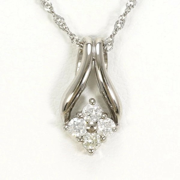 K14 14金 WG PT850 ネックレス ダイヤ 0.10 中古