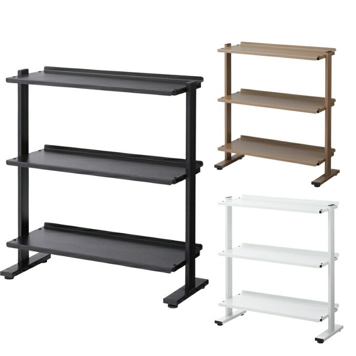 ラック 3段 シェルフ 棚 収納棚 オープンラック 本棚 斜め 店舗ディスプレイ スチール シンプル ブラック ブラウン ホワイト DIS-73
