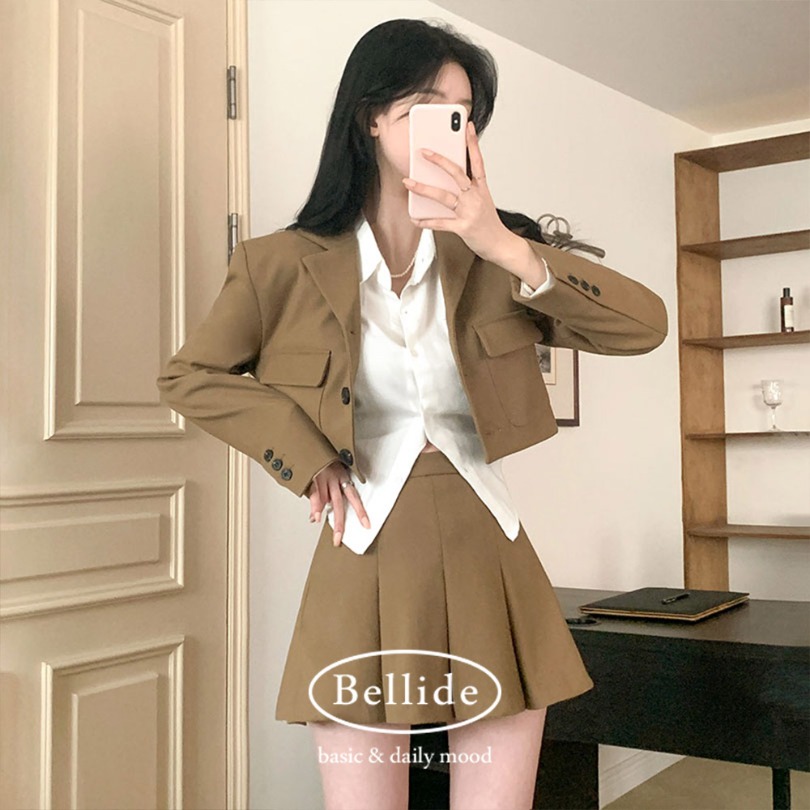 韓国の女性ファッション/ [MADE] カラージャケット+スカートセットアップ op1215