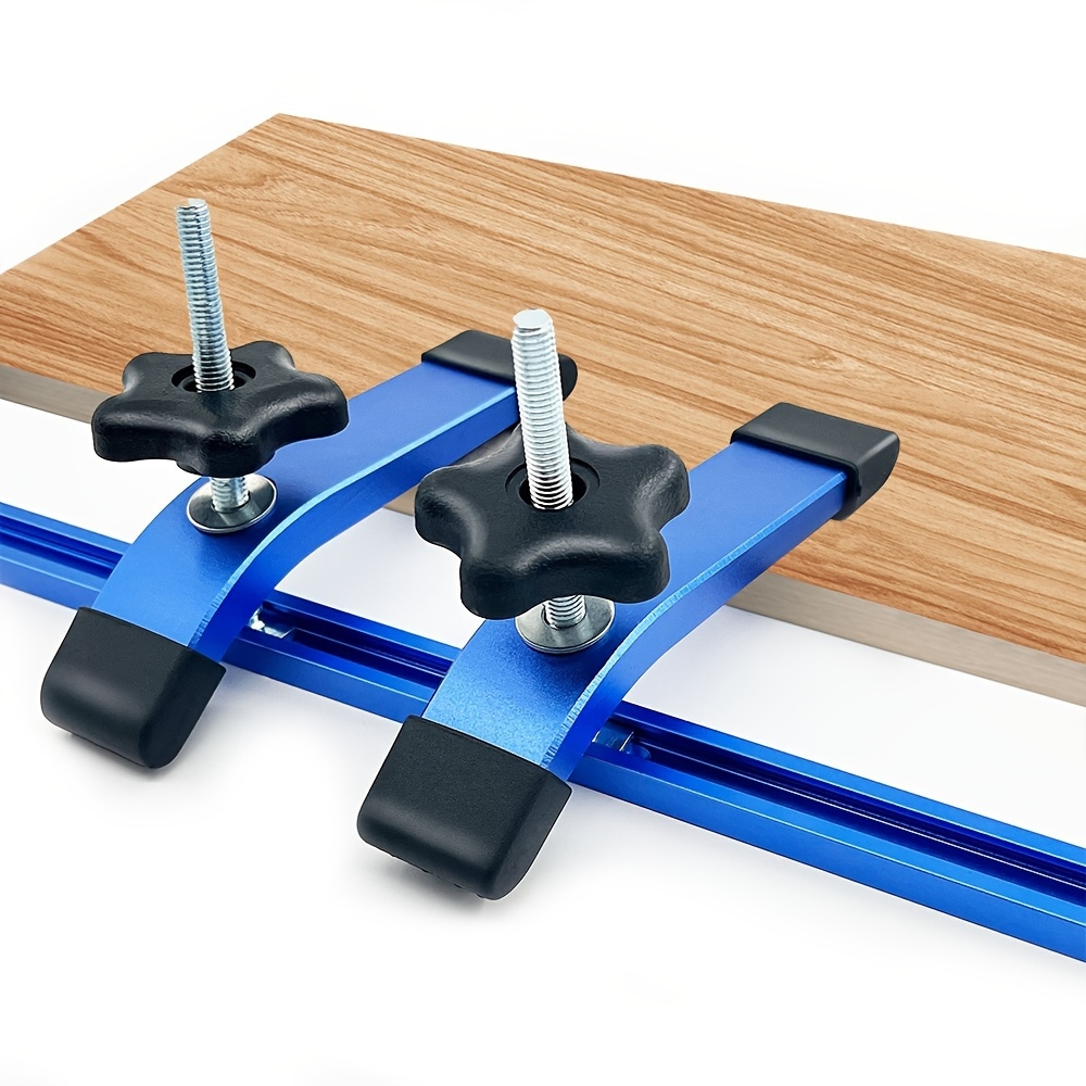 2 個木工速効ホールドダウンクランプワークベンチ用アルミニウム合金クランプT トラックスライダートラッククランプ