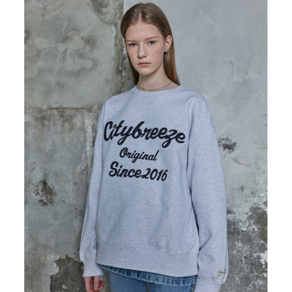 シティブリーズチェーン刺繍レタリングスウェットシャツ_メランジュホワイト 14,174円