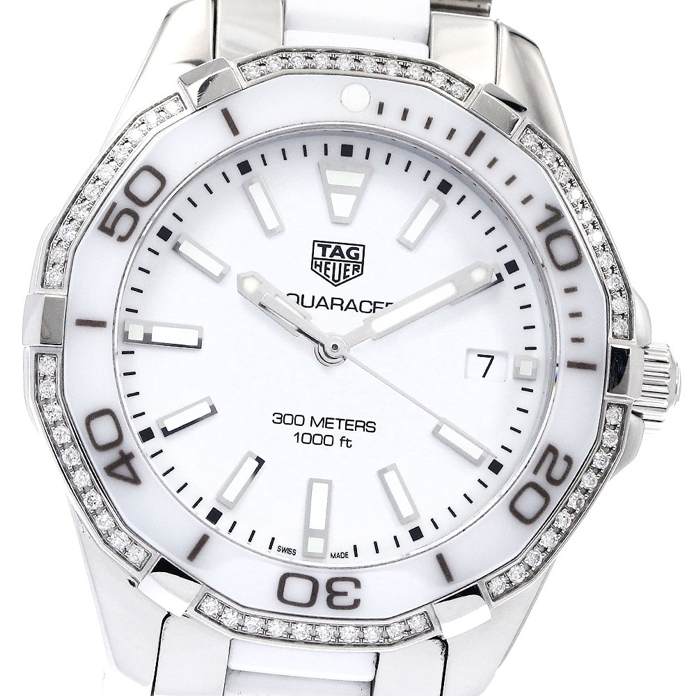 タグホイヤー TAG HEUER WAY131H アクアレーサー ダイヤベゼル クォーツ レディース 美品 箱・保証書付き_896215【中古】