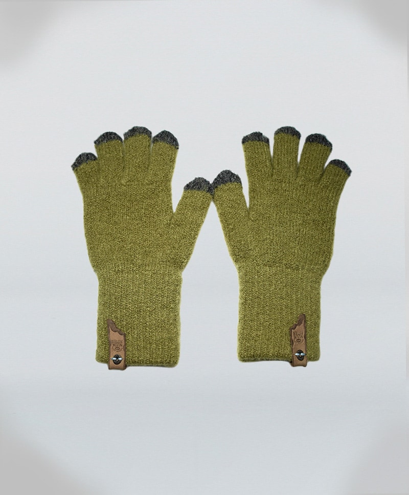 ALPACA FINGER HOLE KNIT GLOVES [KHAKI]
