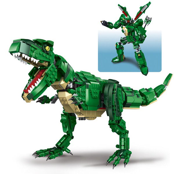 ZMBLock ブロック 2in1 恐竜 変形ロボット 31026 ティラノサウルス モデル装飾 置物 可動 ギフト 子供 おもちゃ プレゼント