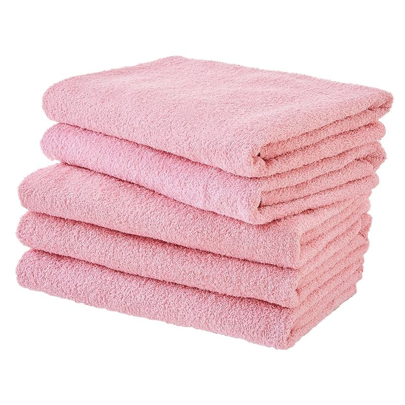 即納：ホテル 超大判 5枚セット バスタオル 日本製 泉州タオル （約90×200cm） ピンク