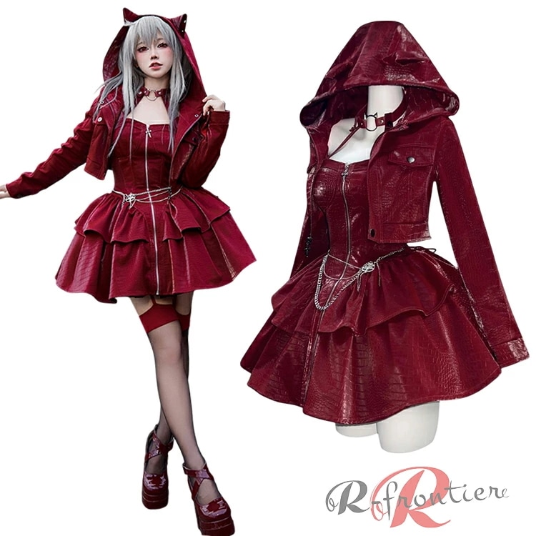 ダンス衣装 ハロウィン コスチューム 魔女 コスプレ 衣装 韓国 ダンス 衣装 セットアップ レディース ワインレッド k-pop 衣装 大人 長袖 ジャケット pu ワンピース 大人向け チアダンス