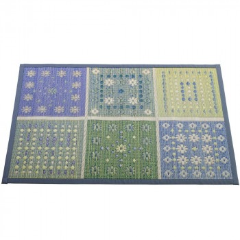 袋織 い草玄関マット フラワー 約60×90cm IFLOWER60B ブルー