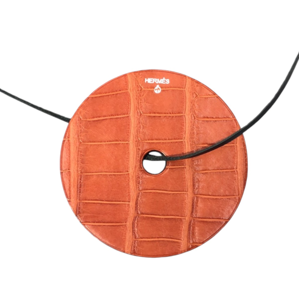 美品 プティアッシュGM オレンジ ザンギーヌ クロコダイル ネックレス ペンダントトップ レディース 406951