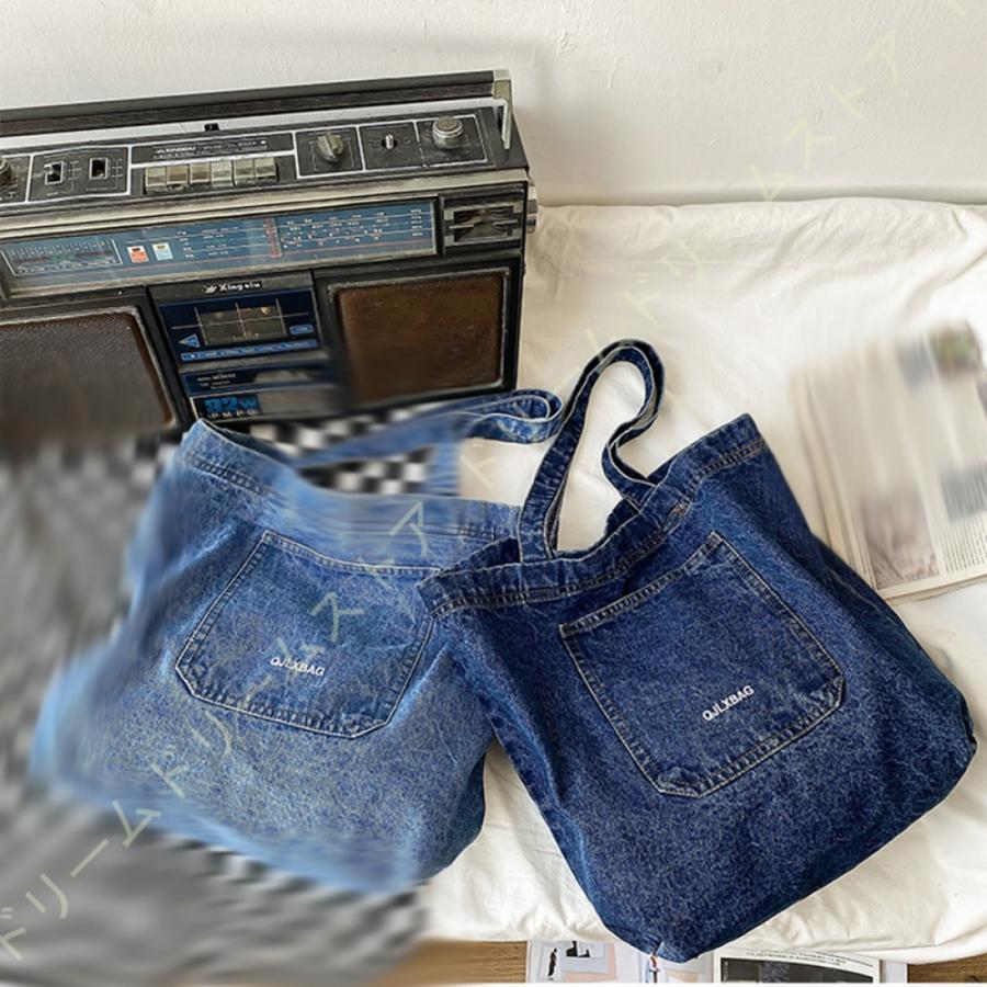 团购8件套トート トートバッグ バッグ 肩がけ 大きいサイズ 手提げ 肩掛け デニム 生地 レディース メンズ デニムバック トートバック かばん 軽量 大きめ 大容量 鞄