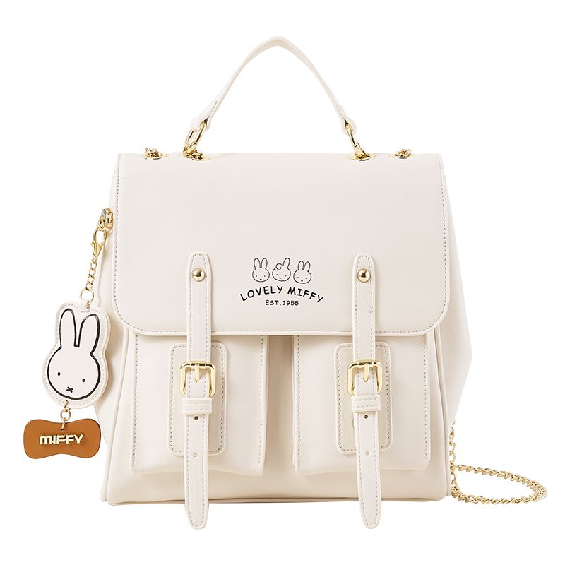 ミッフィーのリュックサック2025年の新型女性カバンは純色のシンプルなファッションを斜めに掛けています