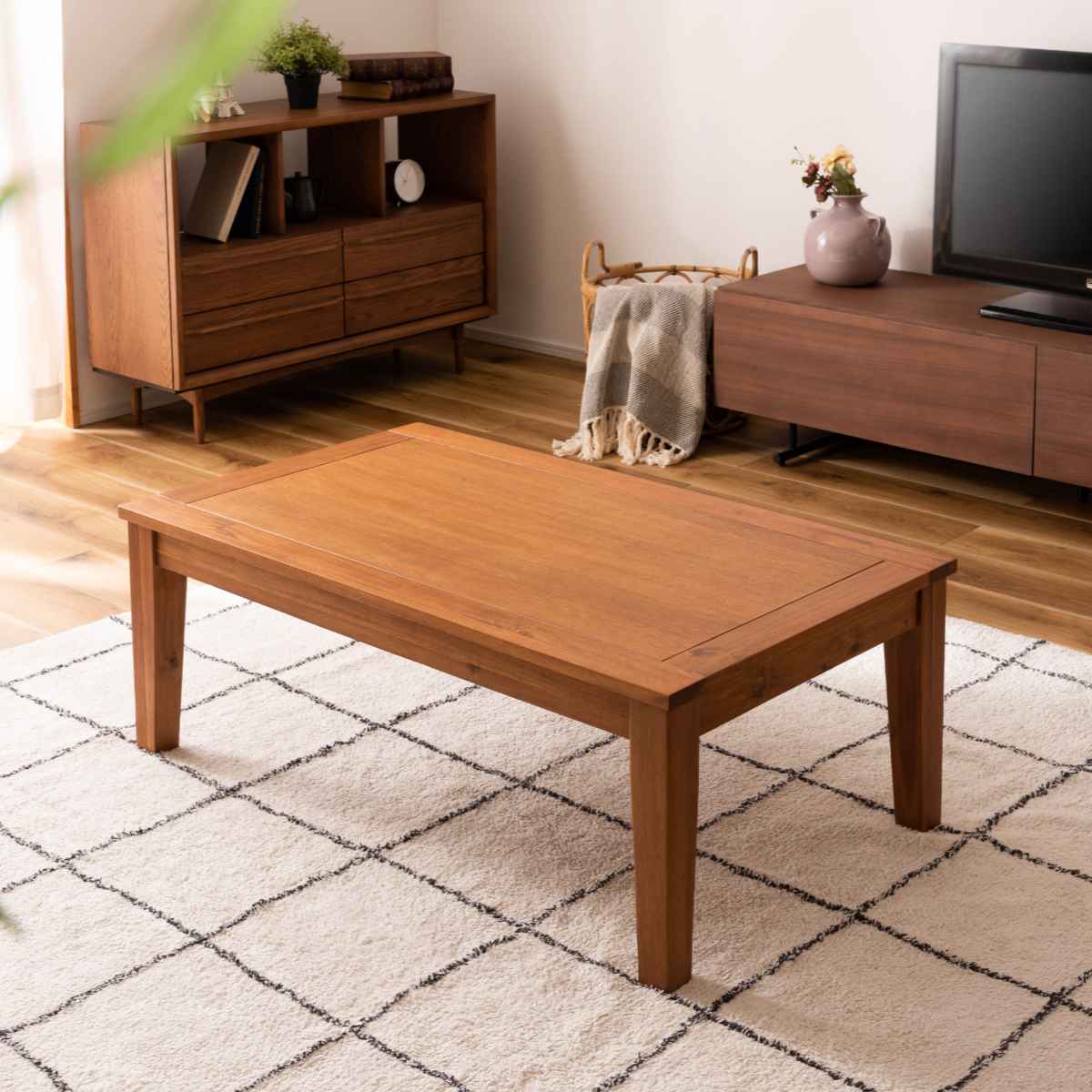 こたつ 幅105cm 長方形 木製 こたつテーブル センターテーブル ローテーブル リビングテーブル テーブル おしゃれ 北欧風 天然木 アカシア 木目 薄型ヒーター オールシーズン