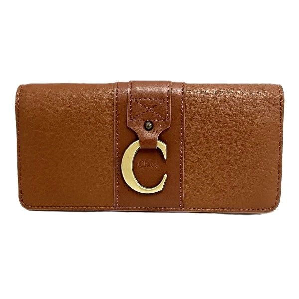 クロエ Chloe ブラウン レザー Cチャーム 長財布 レディース 【中古】