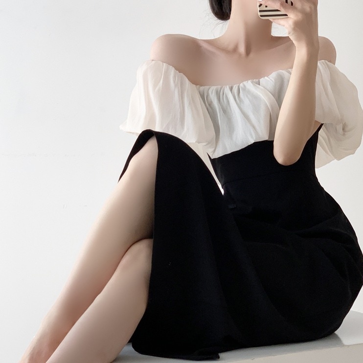 ワンピース レディース フリル オフショルダー ドレス 個性的 春服 夏服 秋服 冬服 ロング 袖なし タイト インスタ映え モテ 流行 トレンド 高見え 格上げ 無地 ブラック S M L