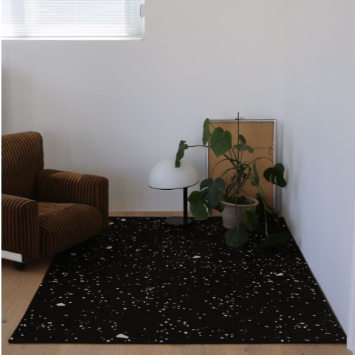 ブラックテラゾーラグ 洗えるラグ 100x150 150x200 170x230