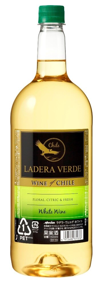 2ケース=12本単位　関東 関西 中部送料無料ヤマト運輸にて　ラデラヴェルデホワイト（白）1.5Lペット12本=2ケース（チリ）やや辛口