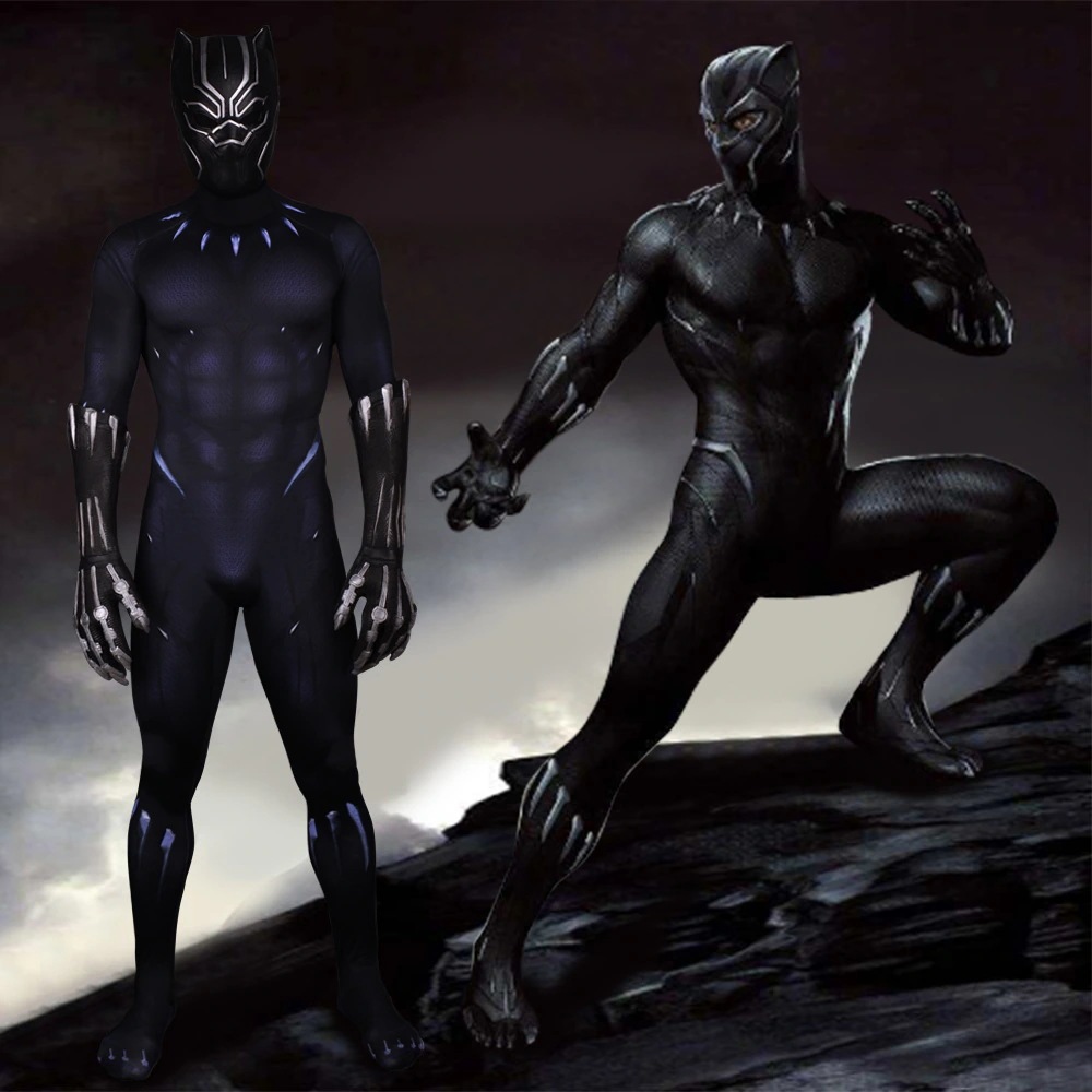 アベンジャーズ：インフィニティウォー ブラックパンサー Black Panther Full bodysuits 全身タイツ マスク付 コスチューム コスプレ衣装