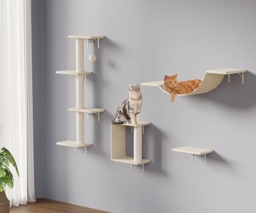キャットウォーク 4つセット 猫用 キャットステップ 壁掛け式 DIY キャットタワー 猫家具 猫棚 ハンモック 吊り橋 爪とぎポール キャットツリー 猫用ステップ ベッド 階段 猫 爪研ぎ 遊び場