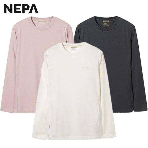 春秋用女性パスファインダーロゴラウンド長袖Tシャツ - 7L65301