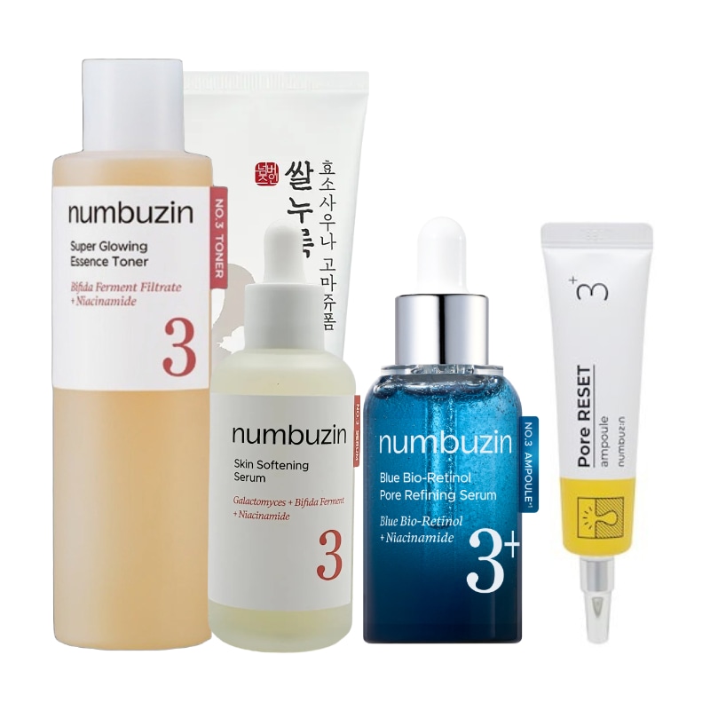 【3種セット】 3番 洗顔フォーム + 化粧水 / トナーパッド + 美容液 セット