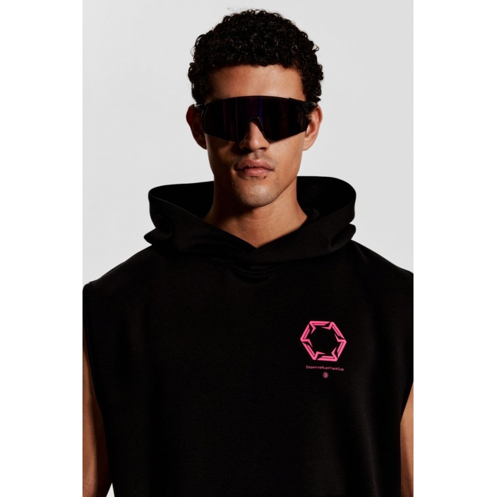 H&M スリーブレススポーツフーディルーズフィット DryMove ブラック/Dopamine Rush