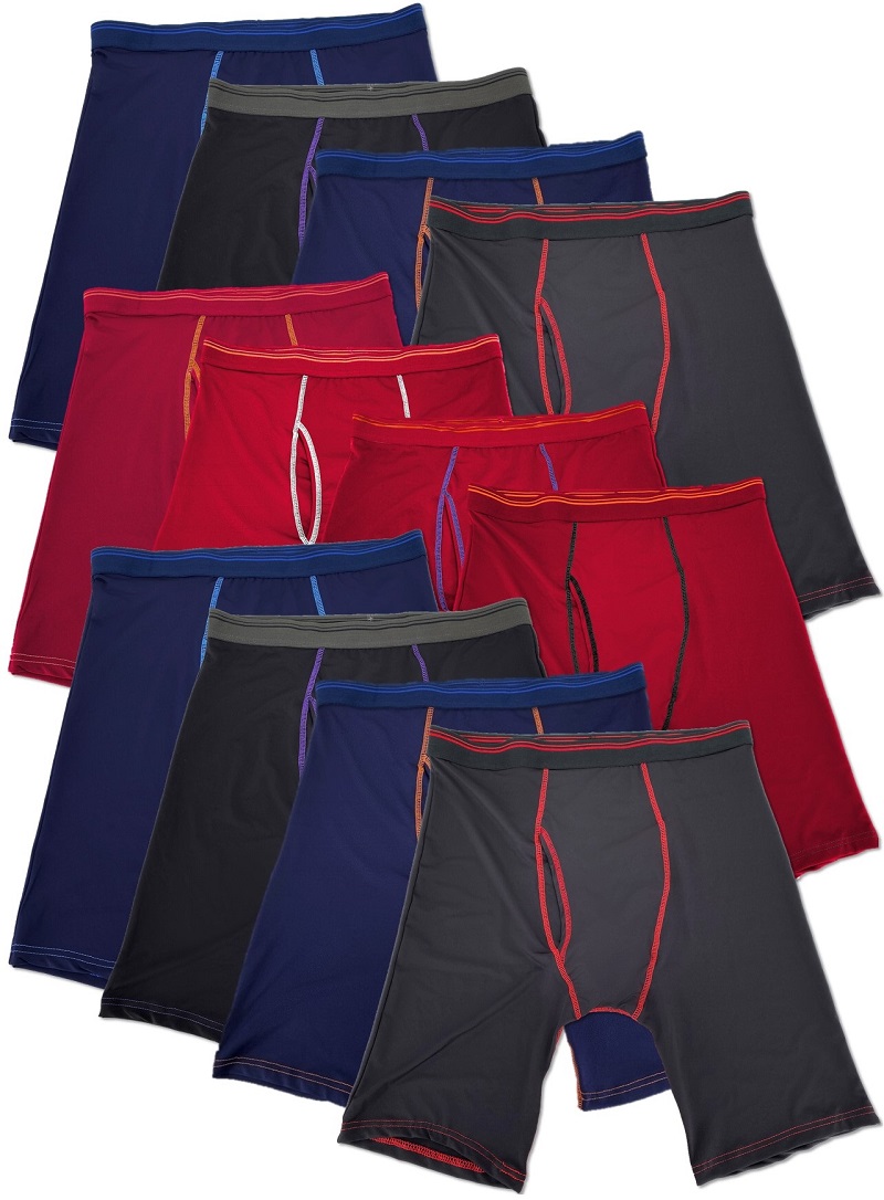 12枚組 前開き ロングボクサーパンツ メンズ 紳士 男性 セット まとめ買い 下着 肌着 アンダーウェア ショーツ インナー ブランド ウエストゴム 大きいサイズ 黒 赤 S M LL 3L 4L