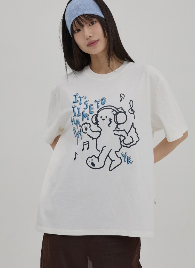 【ONF U 着用】It is time to HAPPY 半袖Tシャツ 2カラー　UNISEX