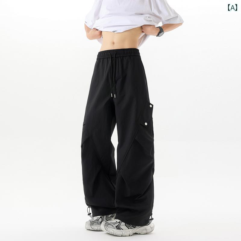 カーゴパンツ　メンズ　レディース SANSENJI オーバー オール メンズ 夏 ストレート プリーツ パラシュートパンツ カジュアル パンツ