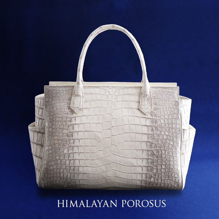 ヒマラヤスモールクロコダイル日本製トートバッグセンター取り天ファスナー横型ポロサス『