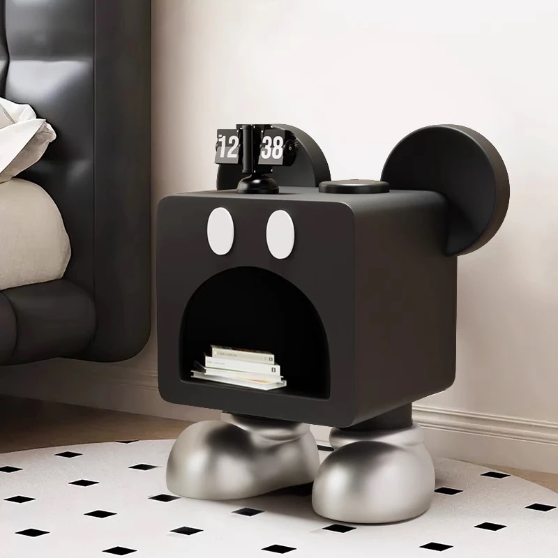 クリエイティブで可愛い ミッキー ベッドサイドテーブル ソファ サイドキャビネット リビングルーム コーヒーテーブル フロアオーナメント 漫画キャビネット 収納キャビネット