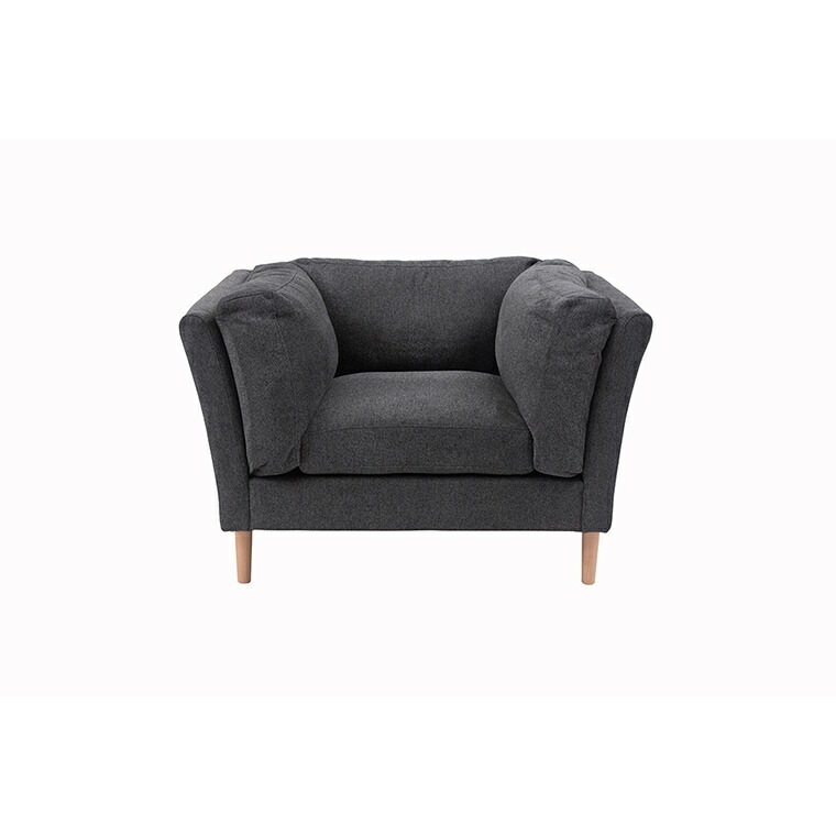 ソファ 1P 1人掛け 脚付き クッション シンプル ライトグレー ダークグレー 北欧 天然木 簡単組立 一人掛け お洒落 おしゃれ 曲線 モダン ミニマル