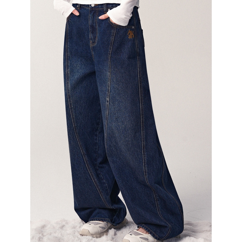 AVANDRESS ロゴニードルポイントバルーンデニムパンツインディゴ