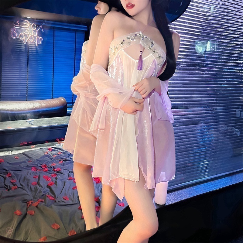 【本日限定】古寝服レディース紫色漢服超仙役は古代寝たスカート貴妃時代パジャマ宮廷下着情緒を演じます