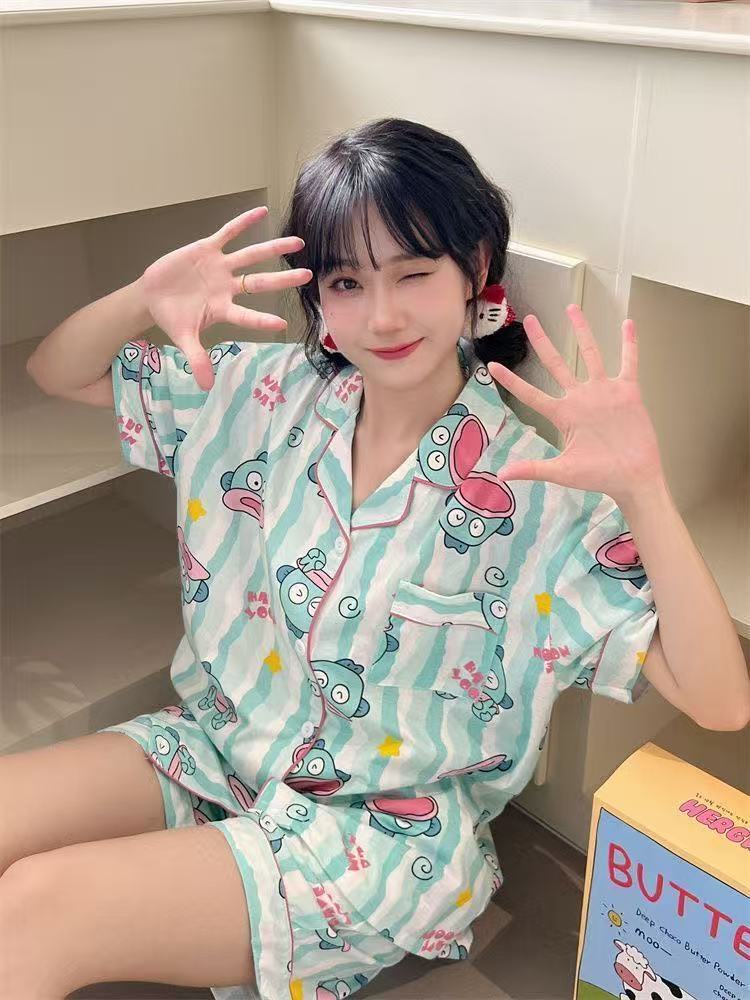 新入荷 かわいい ハンギョドン 夏 パジャマ レディース 半袖+半ズボン上下2点セット韓国 ルームウェア セットアップ 接触冷感 肌触り 快適 部屋着
