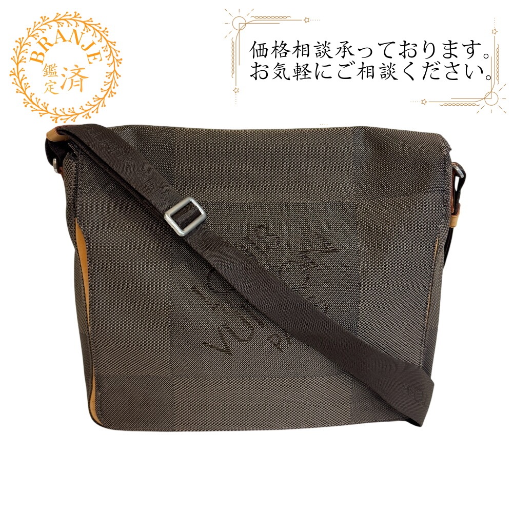 M93030 メサジェ ダミエジェアン キャンバス ショルダーバッグ カーキ メンズ