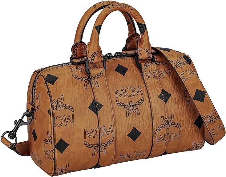 MCM MMBDATA01-CO001 COGNAC AREN BOSTON BAG IN MAXI VISETOS エムシーエム ボストンバッグ モノグラムキャンバス/レザー コニャック