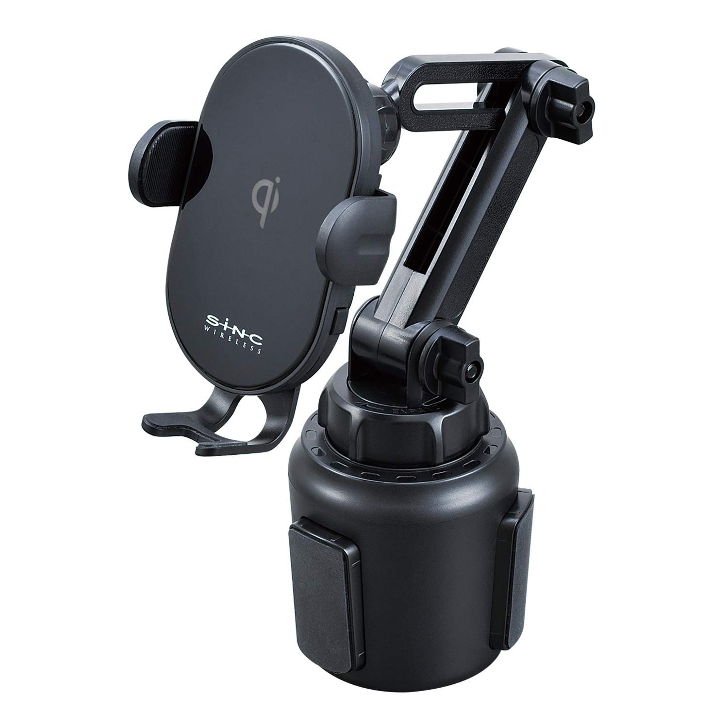 迅速発送 セイワ(SEIWA) 車内用品 スマホホルダー Qi ワイヤレス充電器搭載 ブラック D600 ドリンクホルダー差込取付 USB Power Delivery入力 蓄電用キャパシタ内蔵 静音