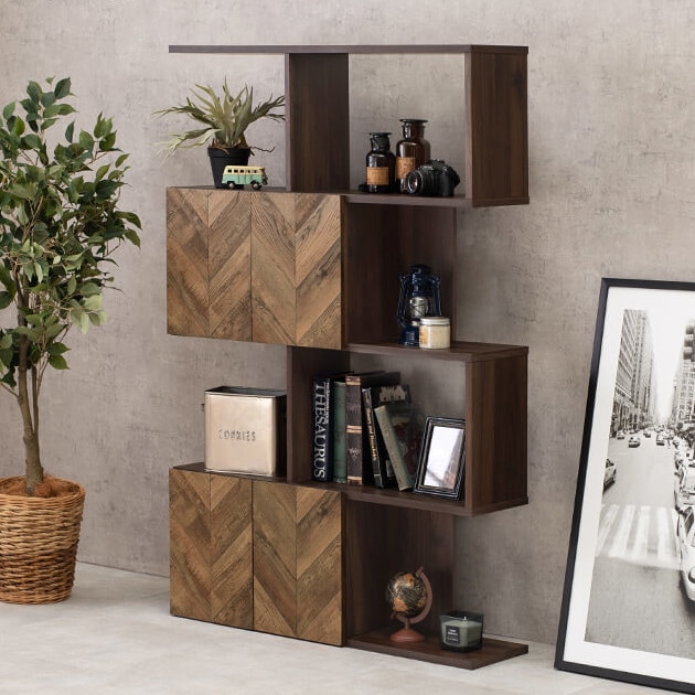 ラック 収納 アイデア おしゃれ 棚 木製 4段 幅90 本棚 間仕切り オープンラック