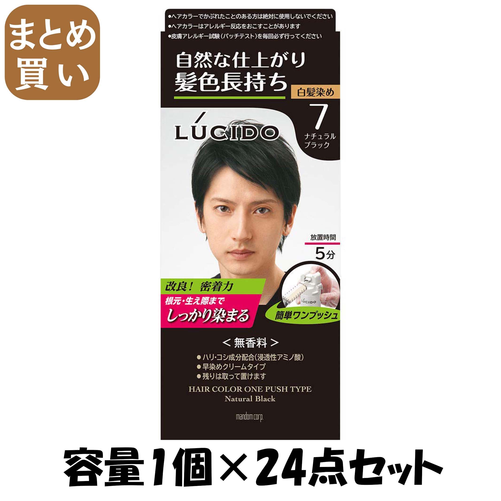【まとめ買い】ルシード　ワンプッシュケアカラー　ナチュラルブラック　（医薬部外品） 容量1個×24点セット マンダム ヘアカラー