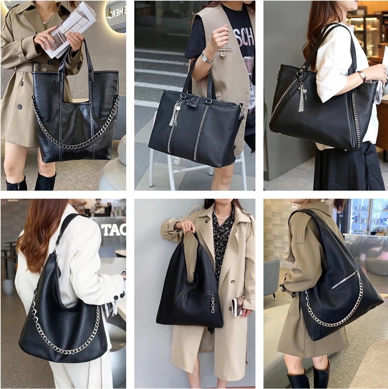 レデイースバッグ婦人カバントートバッグ2025春新作大容量合成革レザー６タイプ通勤通学ブラック30%までに制限 5,502円